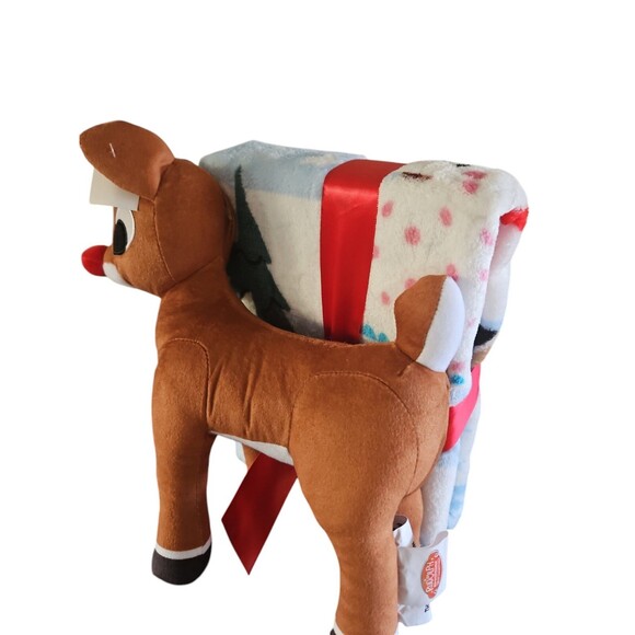 Rudolph the Red Nosed Reindeer Plush Hugger & 40"x50" Blanket Kid's Throw NWT - Picture 5 of 9